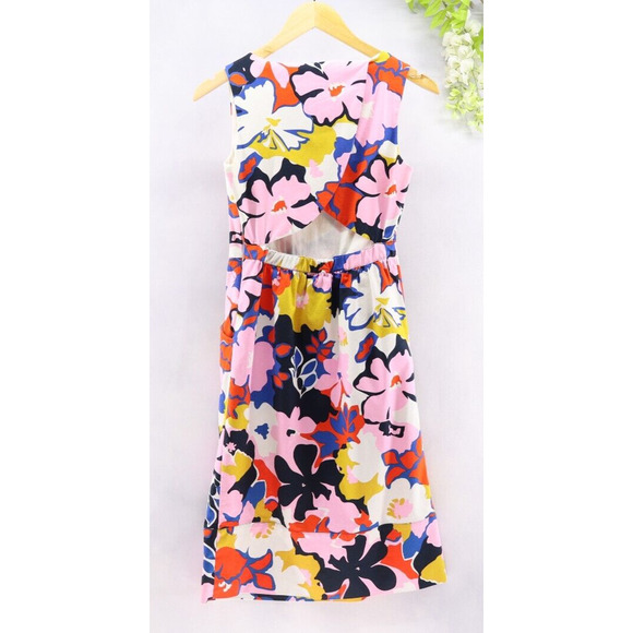 Anthropologie Whit Two Pink Floral Petal Cross Back Dress Tiki 4 - Picture 2 of 10